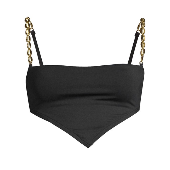 WeWoreWhat Black Bandana Top with Gold Shell Straps Size XS (NWT) - Picture 2 of 15